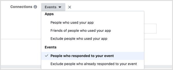 segmente anúncios do Facebook para pessoas que responderam ao evento