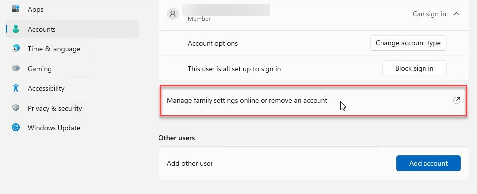 Configurar o controle dos pais no Windows 11