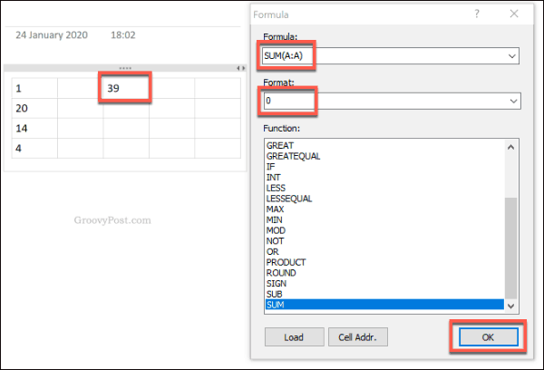 Inserir uma fórmula no OneNote usando Gem para OneNote