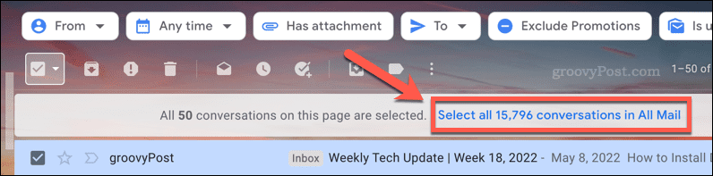 Selecionando todos os e-mails em uma pasta no Gmail