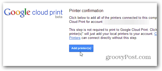 Adicionar impressoras Cloud Print