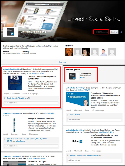 venda social do LinkedIn página de demonstração do LinkedIn