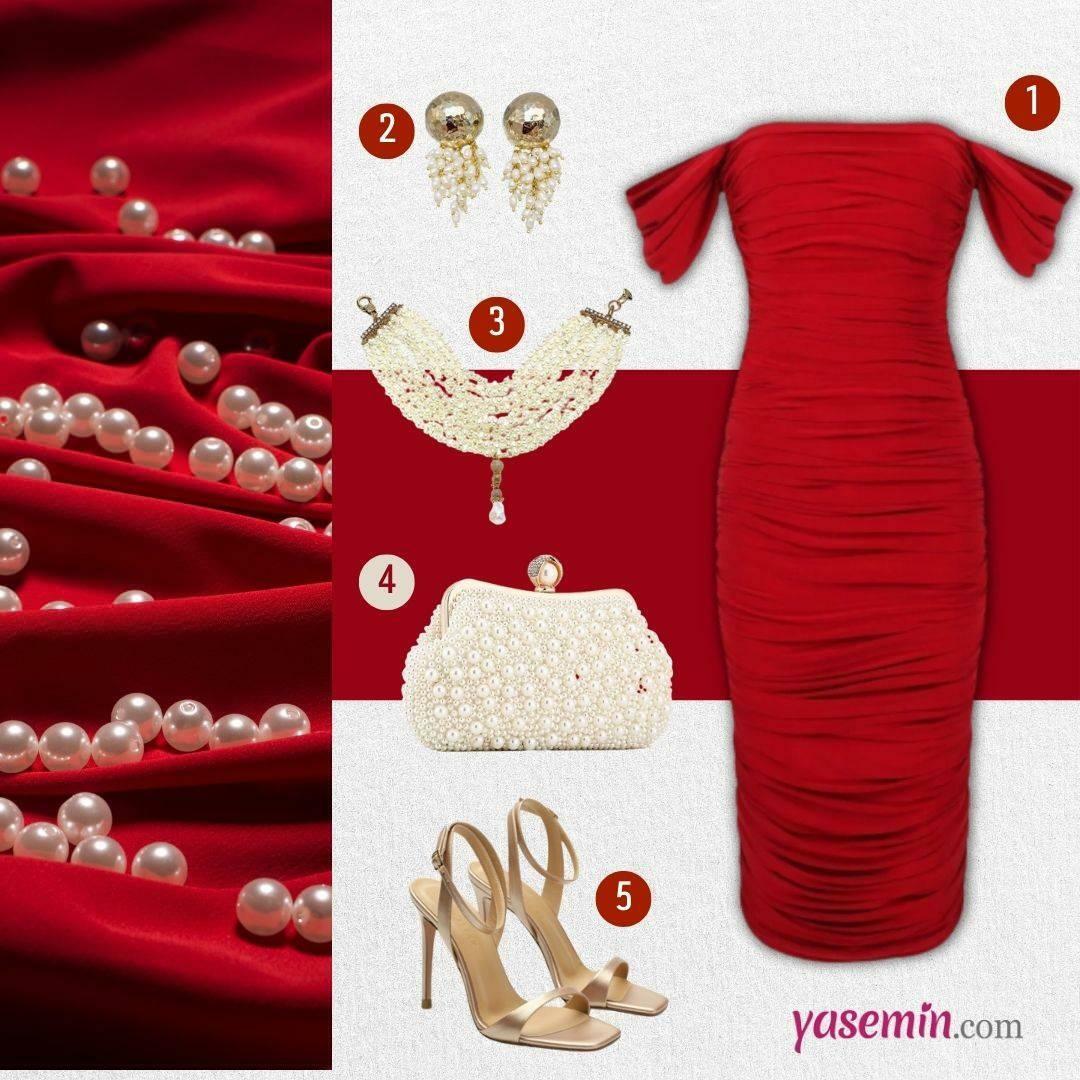 combinação de vestido vermelho