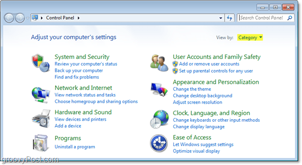 Como forçar a exibição de lista no painel de controle do Windows 7