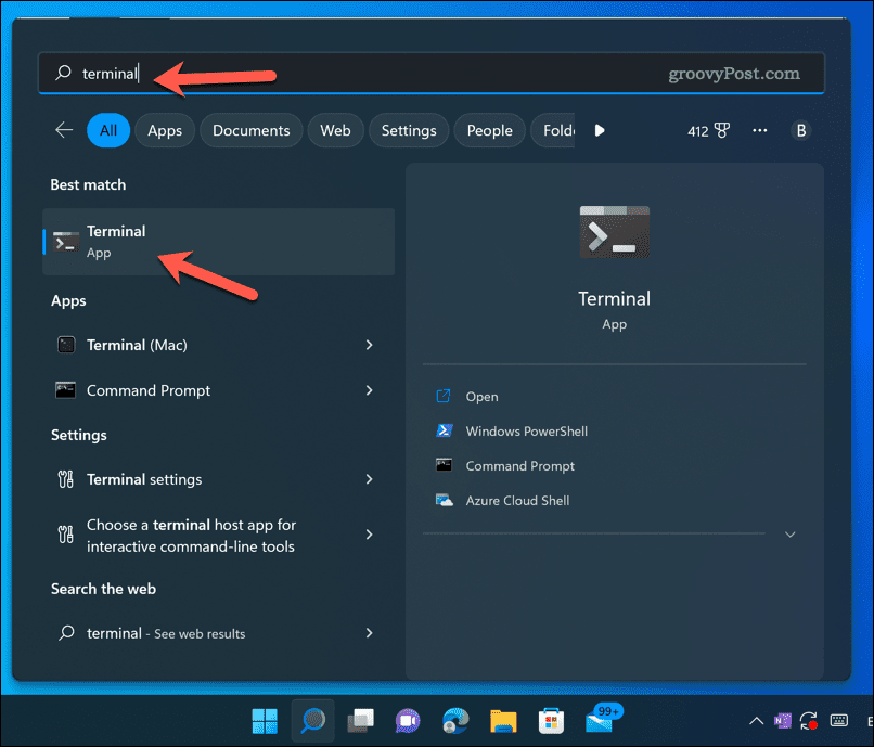 Abra o aplicativo de terminal do Windows 11