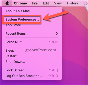 Abra as Preferências do Sistema em um Mac