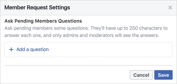 Você pode fazer 3 perguntas pendentes aos membros do grupo do Facebook.
