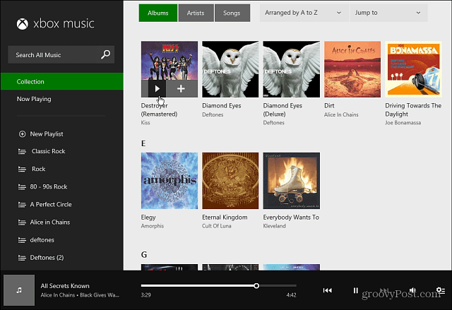 Interface da Web do Xbox Music