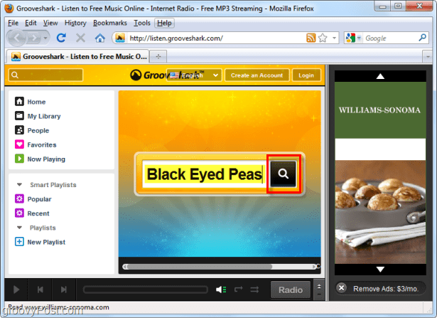 pesquisar Grooveshark por Black Eyed Peas