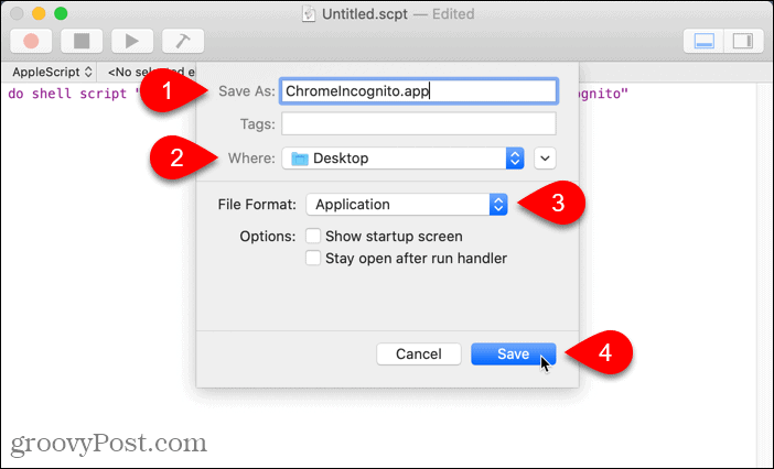Salvar script como um aplicativo no Mac