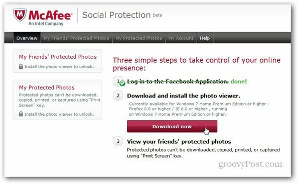 mcaffee proteção social instalar visualizador de fotos