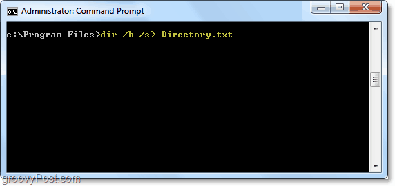 use dir / b / s> directory.txt para gerar uma consulta dir para um arquivo de texto
