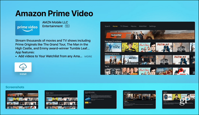 Instale o Amazon Prime Video Apple TV