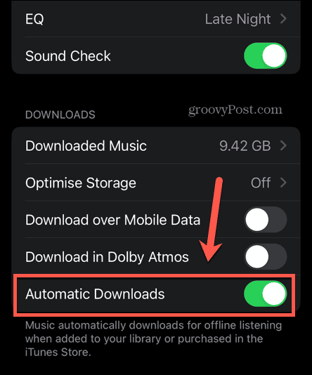 downloads automáticos de músicas da apple ativados