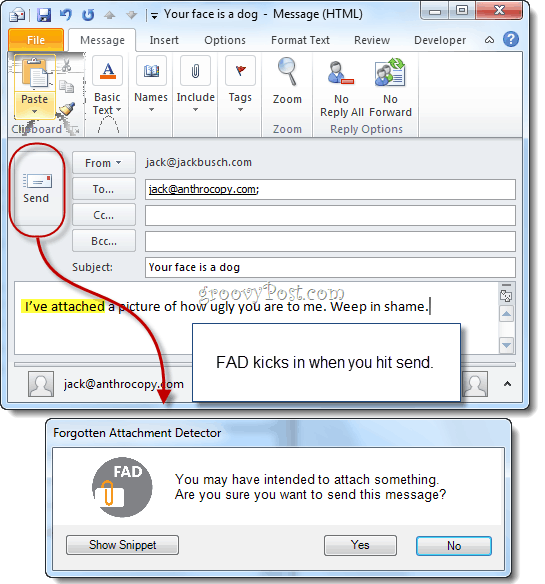 Detector de anexo esquecido para Microsoft Outlook