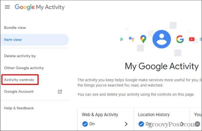 controles de atividade do google