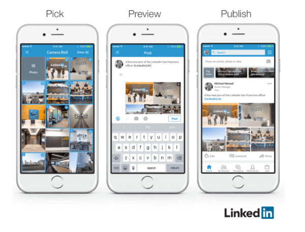 O LinkedIn anunciou que os membros agora podem facilmente adicionar várias fotos a uma única postagem.