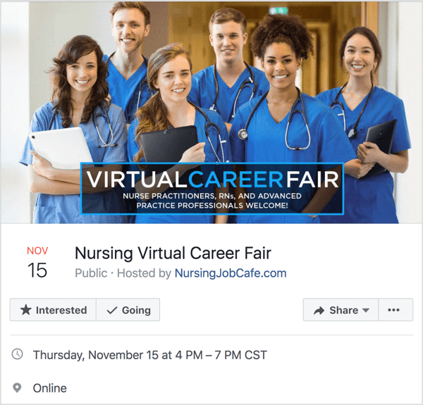 Considere usar a palavra "virtual" no título do evento do Facebook.