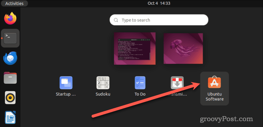 Clique em Software Ubuntu