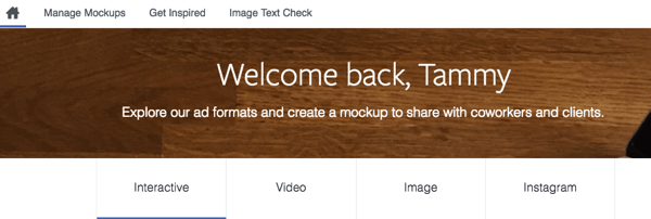 Com a ferramenta Creative Hub, você pode simular um anúncio do Facebook e compartilhá-lo com sua equipe.