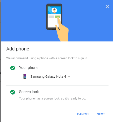 Selecione o telefone de verificação em duas etapas do Google