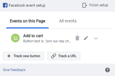 Use a ferramenta de configuração de eventos do Facebook, etapa 8, visualize seu rastreamento de eventos na janela Configuração de eventos do Facebook
