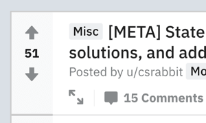 Como divulgar sua empresa no Reddit, postagem de exemplo mostrando votos positivos e número de comentários