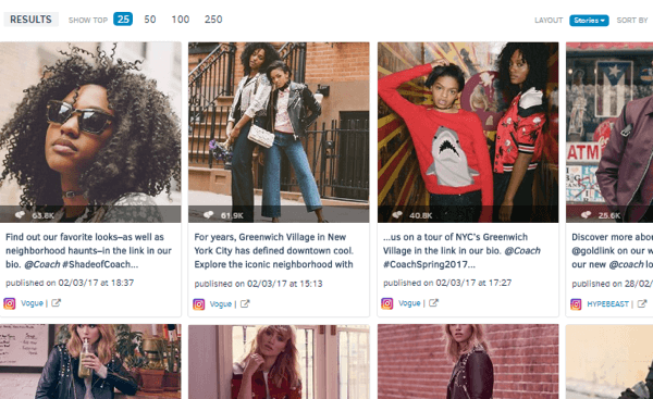 Você também pode ver as postagens mais envolventes da marca no Instagram na semana passada.