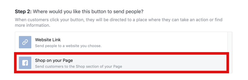 etapa 2 de como adicionar o botão Compre agora à página do Facebook para o Instagram Shopping