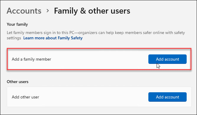 adicionar um membro da família