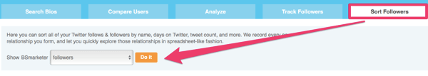 Analise seus seguidores no Twitter na guia Classificar seguidores.