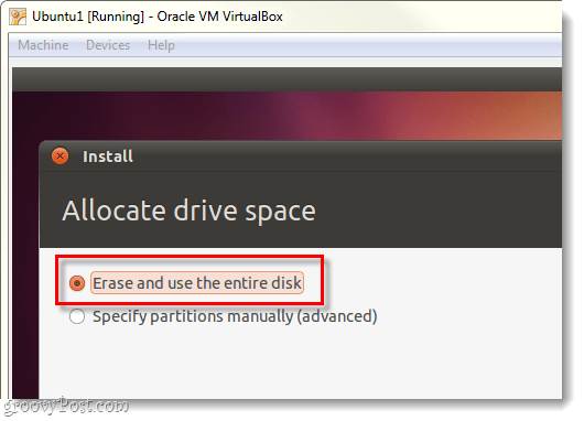 apagar e usar o disco inteiro para o ubuntu