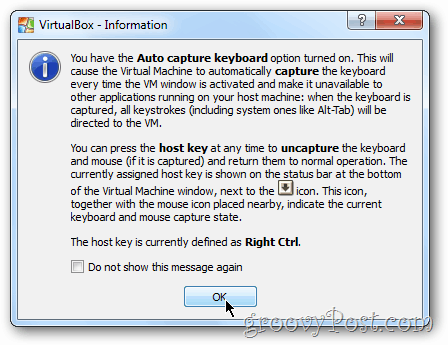 Aviso do VirtualBox Windows 8 no teclado
