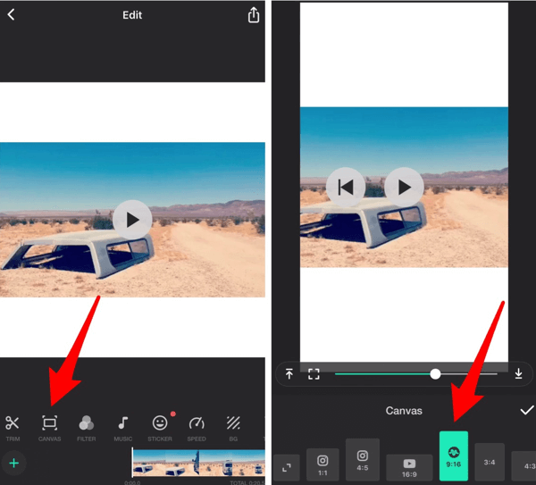 Mova o controle deslizante para aumentar ou diminuir o zoom de seu vídeo no aplicativo InShot.