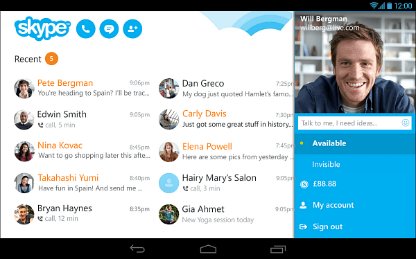 O Skype 4.4 para Android vem com um novo visual para tablet