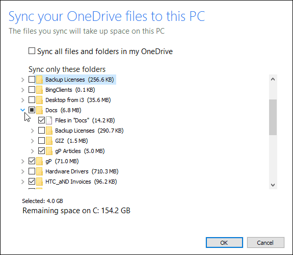 Como selecionar quais pastas do OneDrive são sincronizadas na janela 10