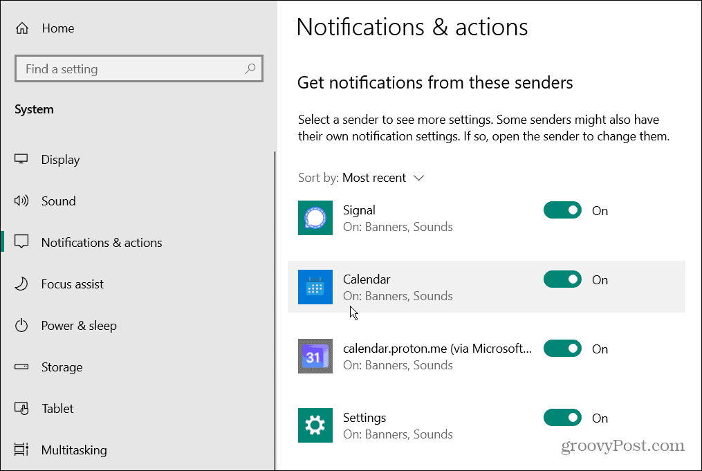 Desative os sons de notificação de aplicativos no Windows