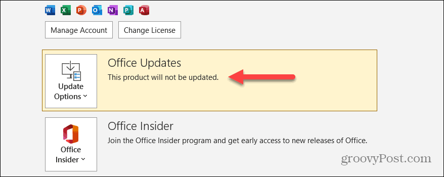 Desativar atualizações do Microsoft Office 
