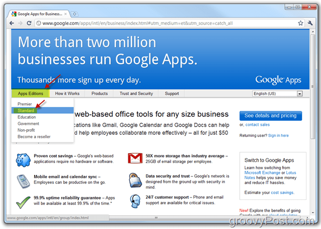 Link do Google Apps Standard Edition