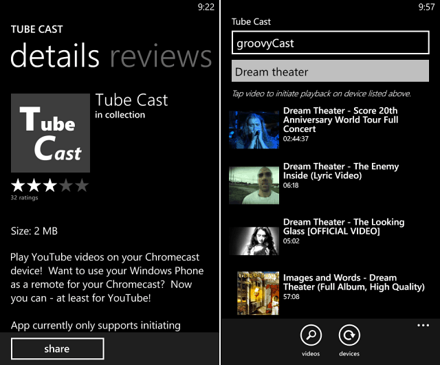 Envie vídeos do YouTube para o Chromecast a partir do Windows Phone