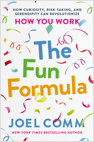 The Fun Formula de Joel Comm tem capa de livro com confetes coloridos e fundo branco.