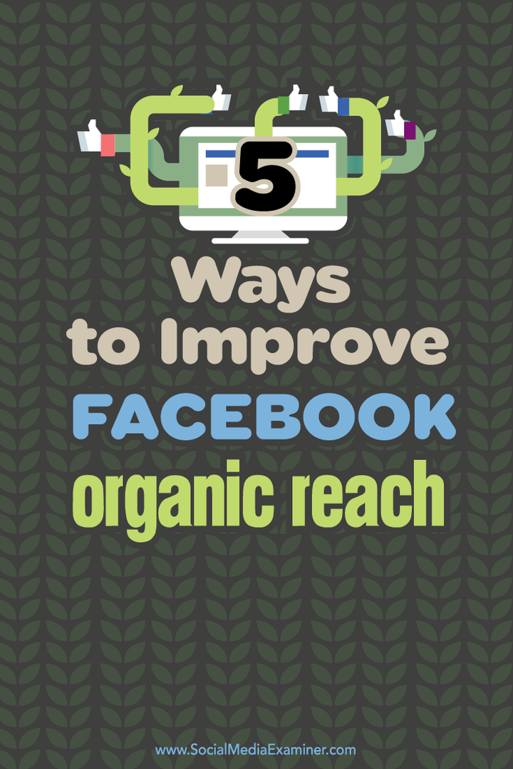 cinco maneiras de melhorar o alcance orgânico do Facebook