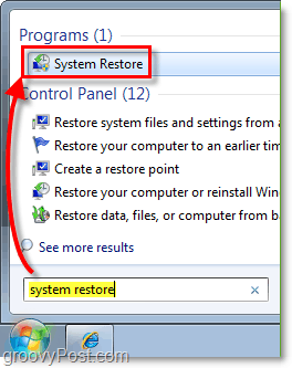 Como acessar a restauração do sistema Winodws 7 no menu Iniciar