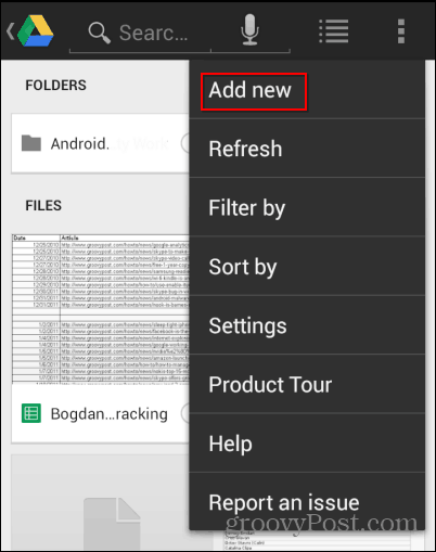 Google Drive Scan adicionar novo