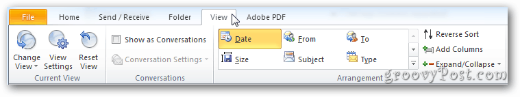 Faixa de opções do Outlook 2010