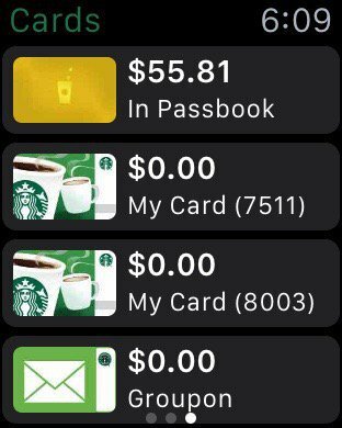 Cartão Starbucks - Apple watch