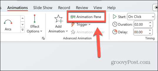 painel de animação powerpoint